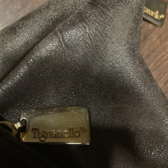 Tignanello leather  brown  handbag handle purse leather front pocket - Picture 2 of 5